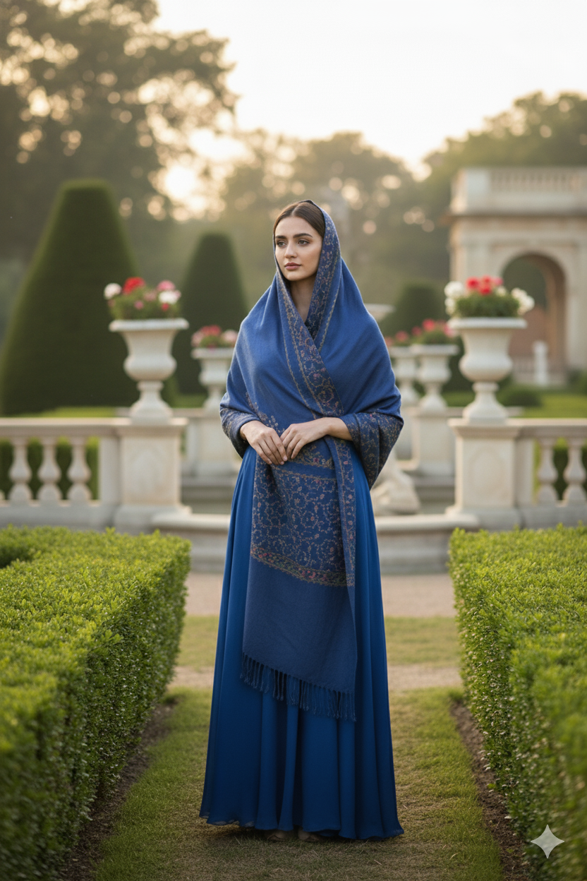 Gulshan-e-Neel Pashmina | The Indigo Garden