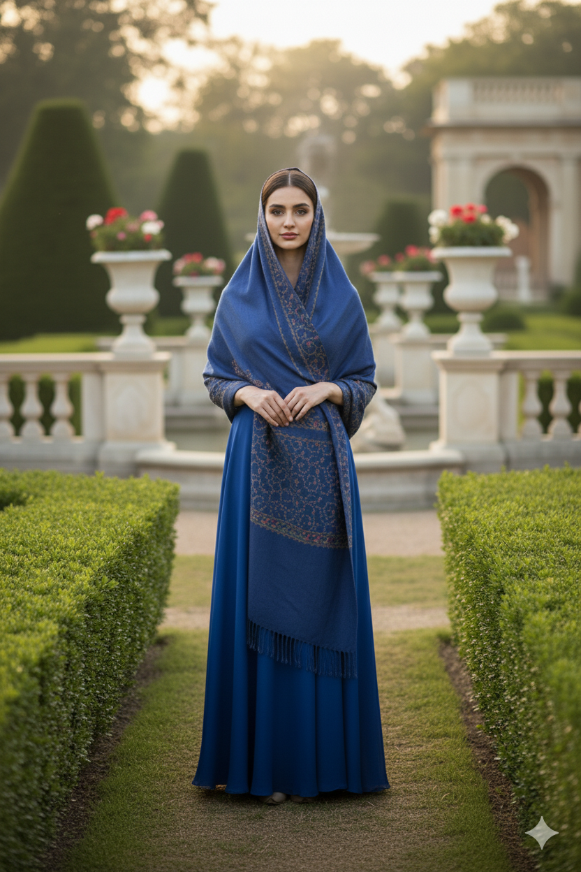 Gulshan-e-Neel Pashmina | The Indigo Garden