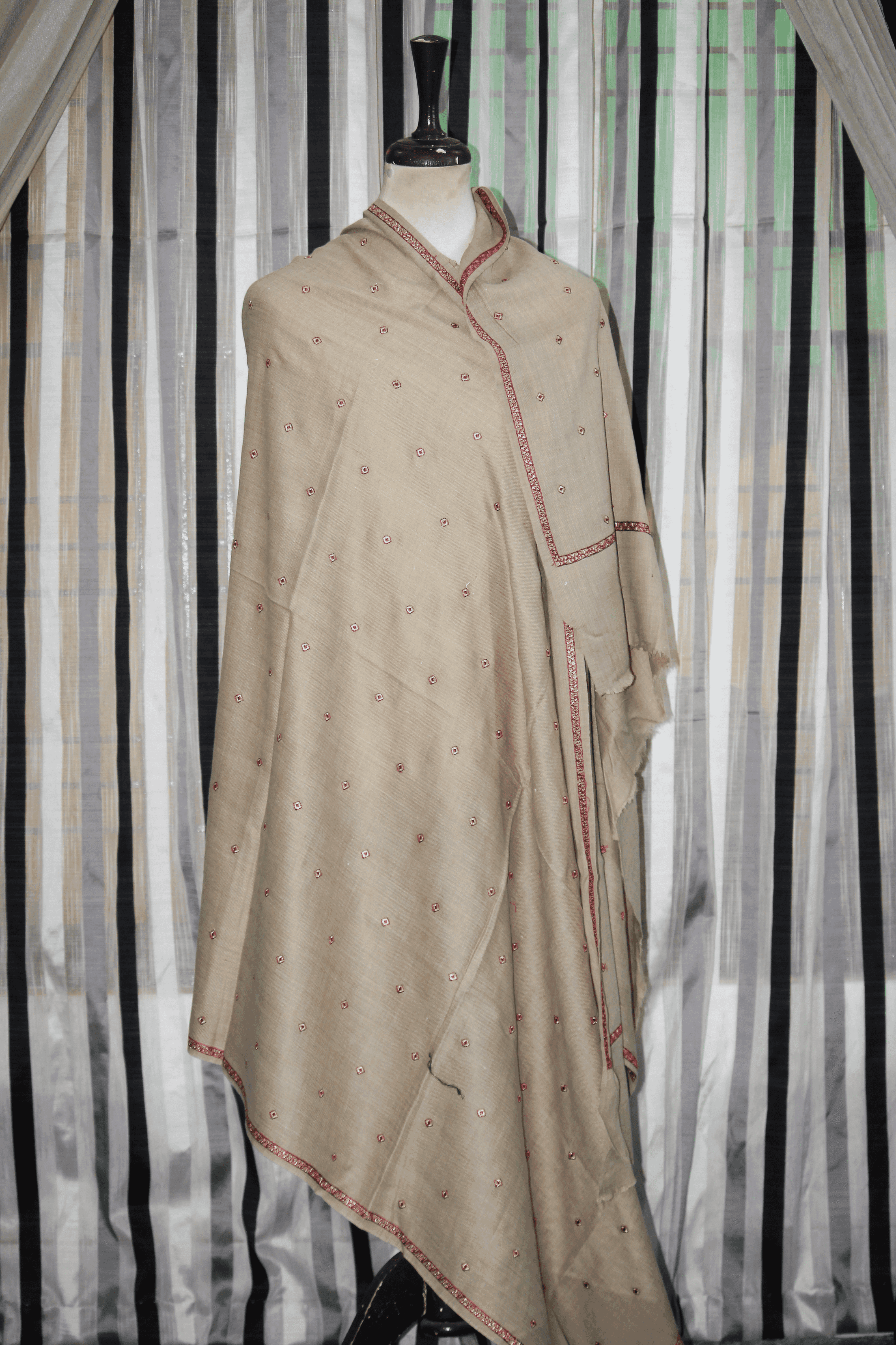 Hiraas Dot Embroidered Shawl: Subtle Sophistication