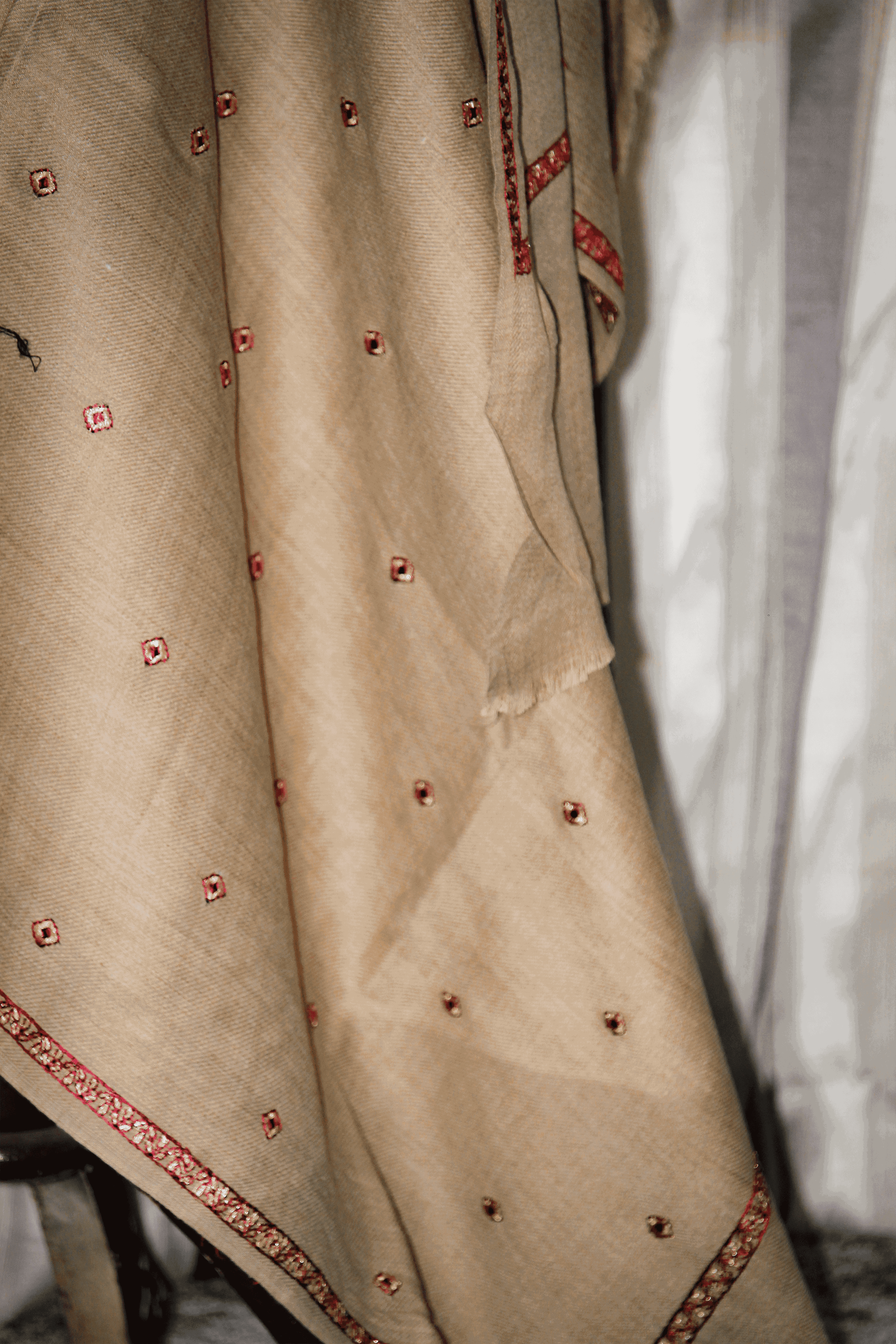 Hiraas Dot Embroidered Shawl: Subtle Sophistication