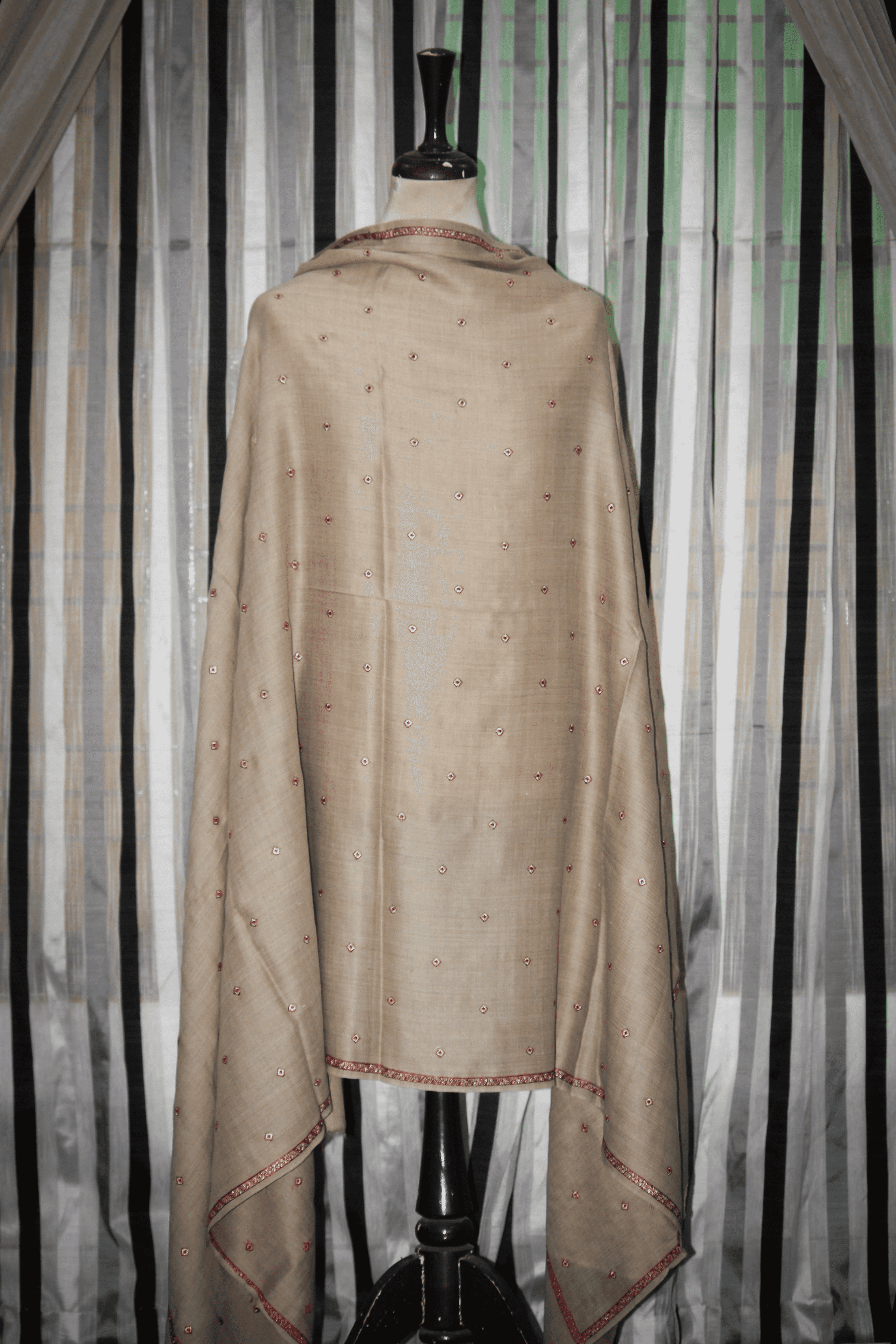 Hiraas Dot Embroidered Shawl: Subtle Sophistication