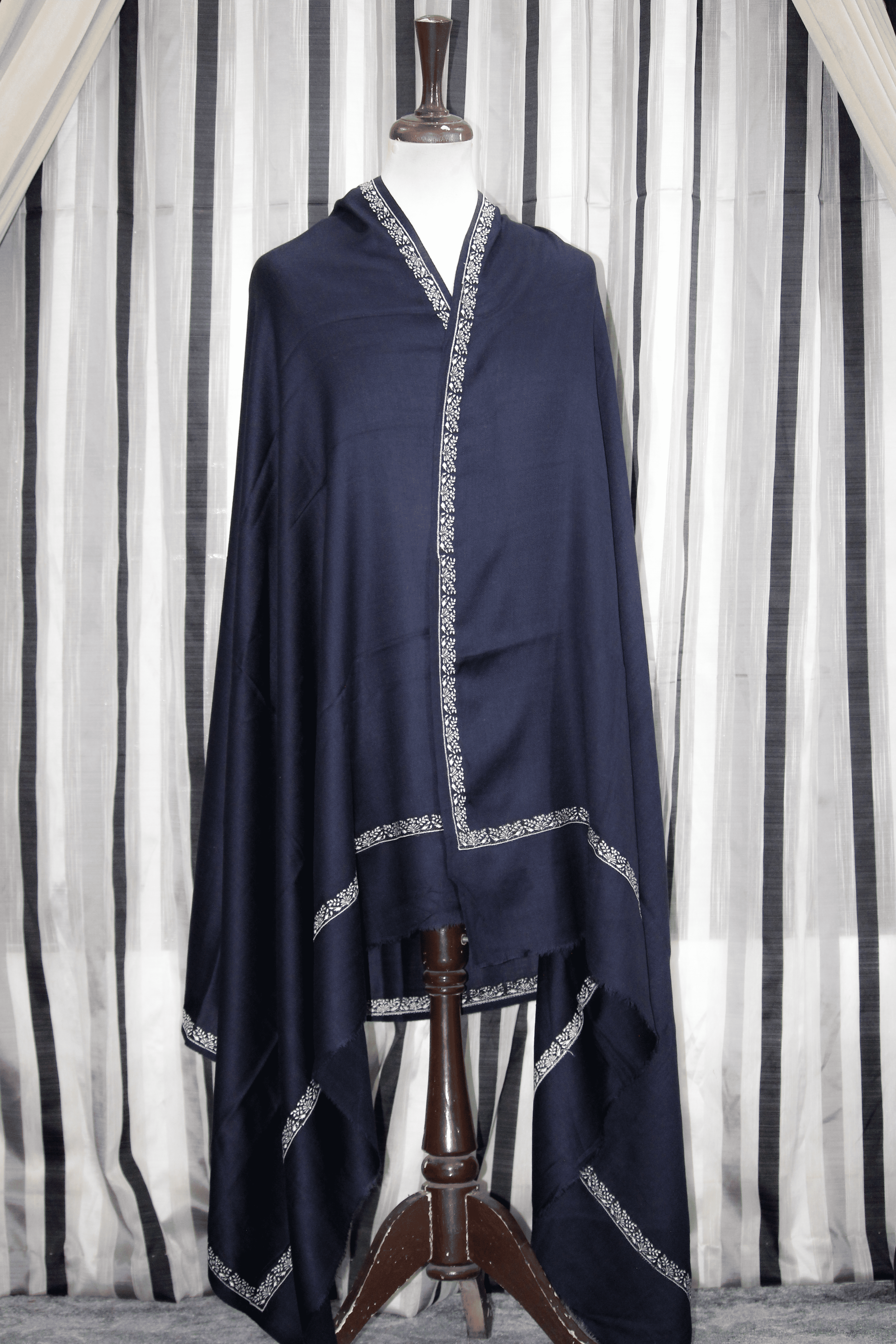 Shabrang Kinara Shawl: Midnight Edge Elegance