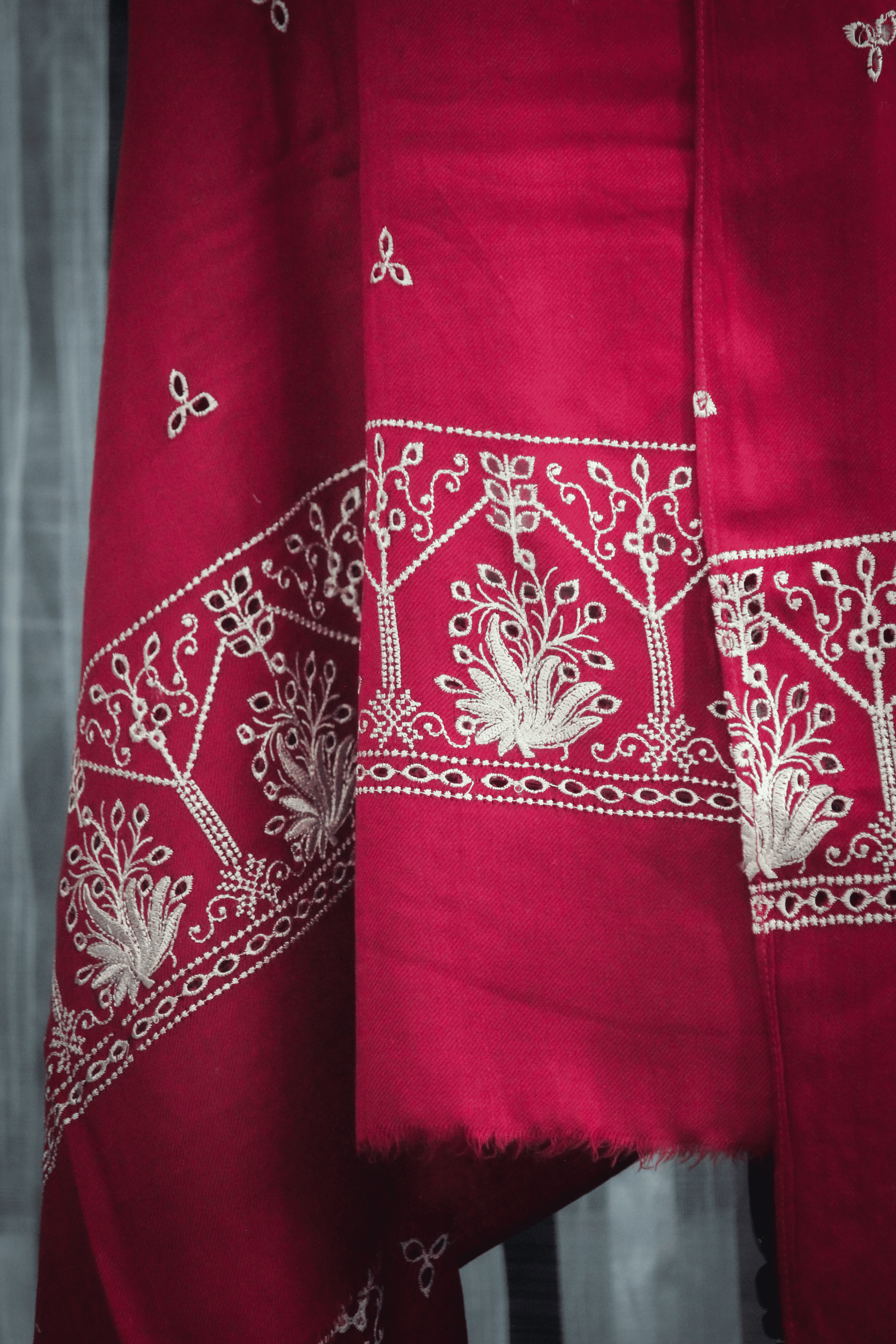 Gulzar-e-Laal Shawl: The Red Garden Tapestry